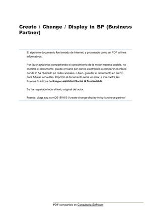 [S4hana] Create Change Display In Bp Business Partner