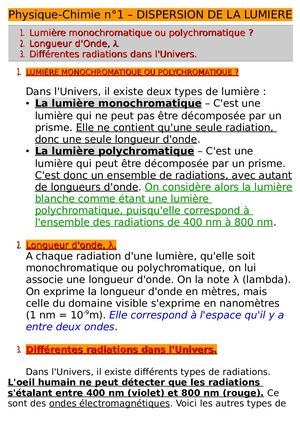 1. Dispersion De La Lumière