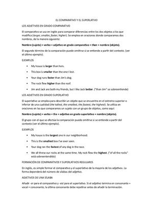 El Comparativo Y El Superlativo Editeka