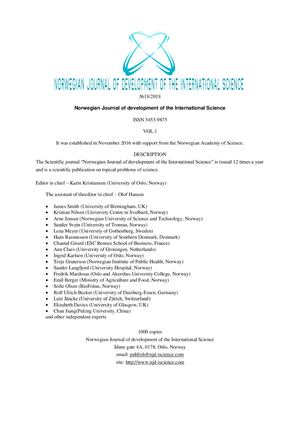 Norwegian Journal of development of the International Science №18 part 1