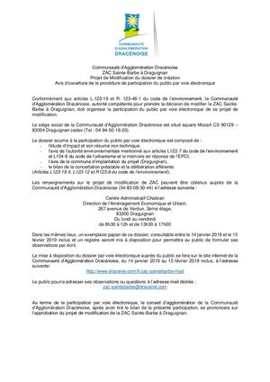 Avis Mise À Disposition Zac Sainte Barbe