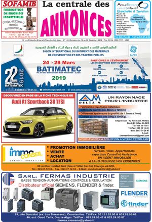 La Centrale des Annonce N° 1420 Semaine du 16 au 29 Décembre 2018 - Prix 25 DA. ISSN 1111 - 4223