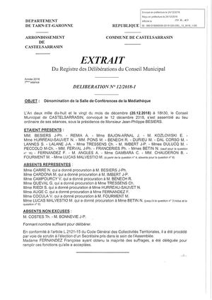 Conseil Municipal Du 20 Décembre 2018 Délibérations Exécutoires