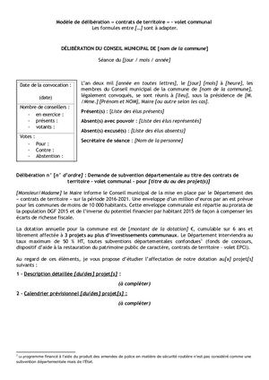 Contrats Territoire Modele Delib Commune