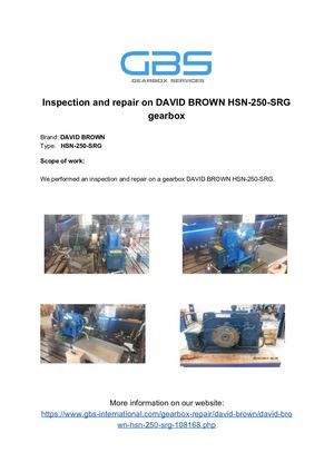 Inspection And Repair On DAVID BROWN HSN 250 SRG Gearbox