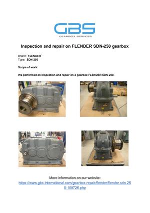 Inspection And Repair On FLENDER SDN 250 Gearbox