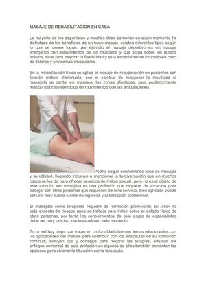 Masaje De Rehabilitacion En Casa