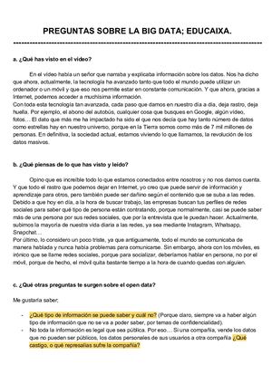 Preguntas Sobre La Big Data; Educaixa