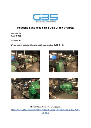 Inspection And Repair On BUSS G 160 Gearbox