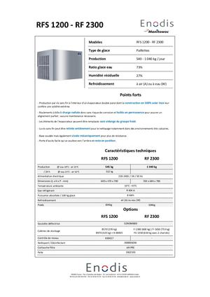 Enodis - Manitowoc Rfs1200 Rf2300