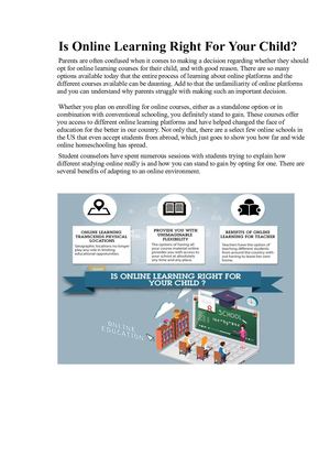 Is Online Learning Right For Your Child