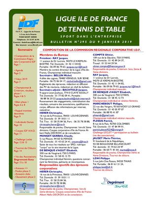 Bulletin Corpo 295 du 09 janvier 2019