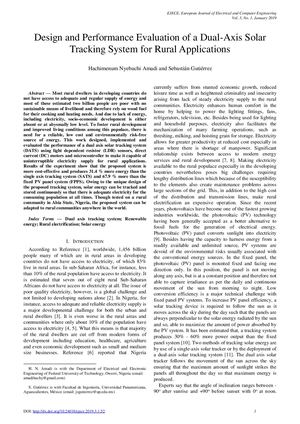 Design And Performance Evaluation Of A Dual Axis Solar Tracking System For Rural Applications