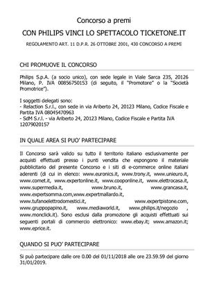 Philips Regolamento Concorso A Premi Ticket One