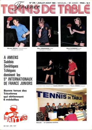 1982 07 08 378 FRANCE TENNIS DE TABLE