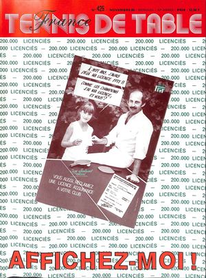 1986 11 425 FRANCE TENNIS DE TABLE