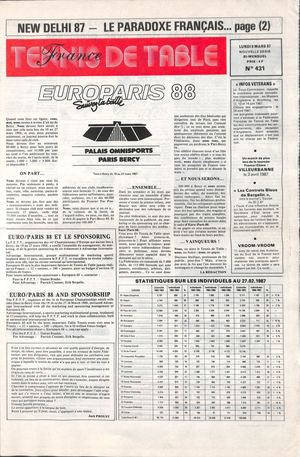 1987 03 09 431 FRANCE TENNIS DE TABLE