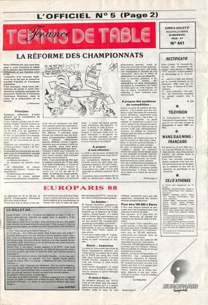 1987 07 06 441 FRANCE TENNIS DE TABLE