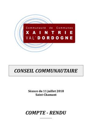 Compte-rendu du 11 Juillet 2018