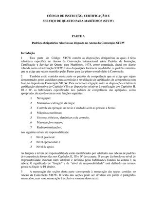 CÓDIGO DE INSTRUÇÃO, CERTIFICAÇÃO E SERVIÇO DE QUARTO PARA MARÍTIMOS (STCW)