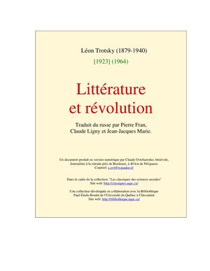 Léon Trotsky : Littérature et Révolution (1923)