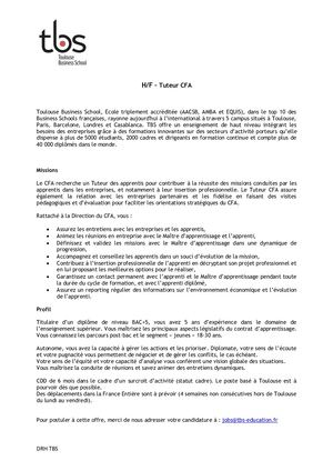 TBS Recrutement Tuteur CFA