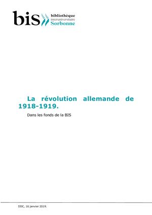 Révolution Allemande 1918 1919