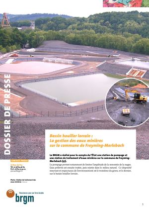 Bassin houiller lorrain : la gestion des eaux minières sur la commune de Freyming-Merlebach | BRGM