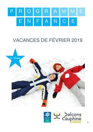 Plaquette vacances février 2019
