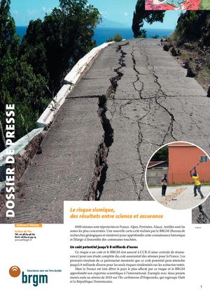 Le risque sismique, des résultats entre science et assurance | BRGM