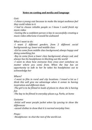 Notes On Casting And Media And Language