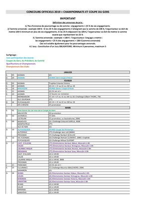 Calendrier Gers 2019