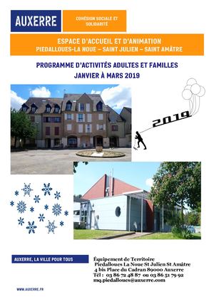 Programme d'activités Equipement Piedalloues 1er Trimestre