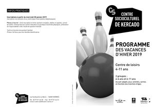 Centre socioculturel de Kercado - Programme des vacances d'hiver