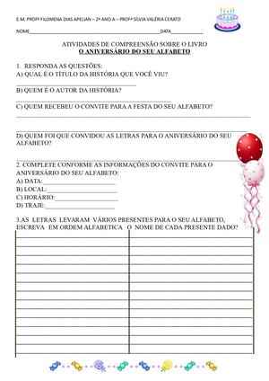 Sequencia Do Aniversário Do Seu Alfabeto