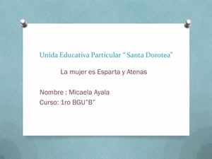 La Mujer en Esparta Y Atenas