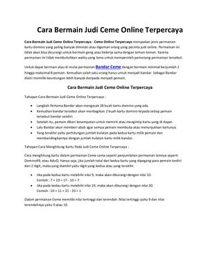 Cara Bermain Judi Ceme Online Terpercaya
