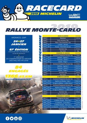 Michelin WRC - Racecard - 2019 Rallye Monte-Carlo (FR)