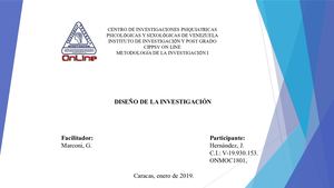Metodología de la Investigación I - Diseño de la investigación