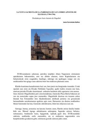 La Nueva Sacristía de la Iglesia de Elciego.- Justo Antonio de Olaguíbel ( 1791-1795)