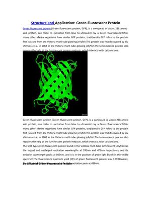 Structure And Application Green Fluorescent Protein