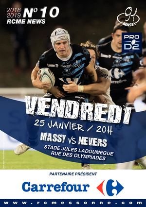 Programme De Match Rugby Club Massy Essonne Nevers 25 Janvier 2019
