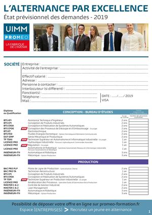 2019 ÉTat Demandes Alternance