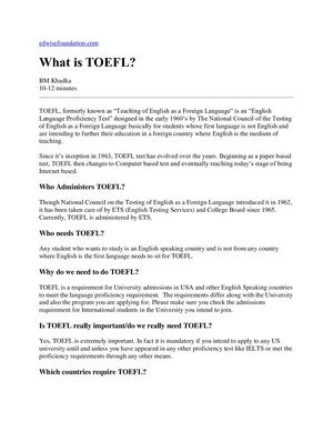 What is TOEFL ?