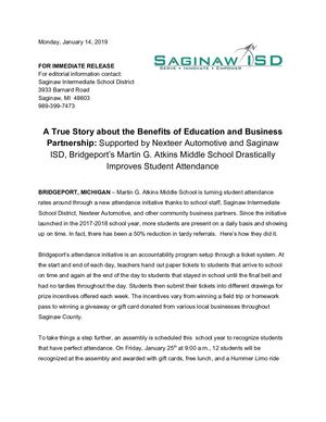 Press Release Saginaw Isd Bridgeport Attendance