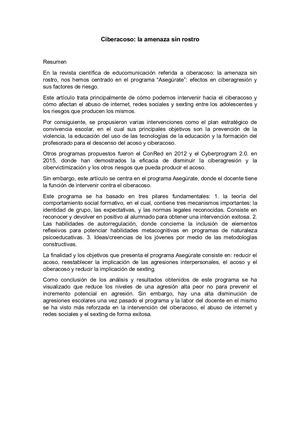 Resumen Ciberacoso