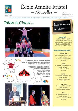 News 13- Ecole Primaire  Amélie Fristel - Saint-Malo