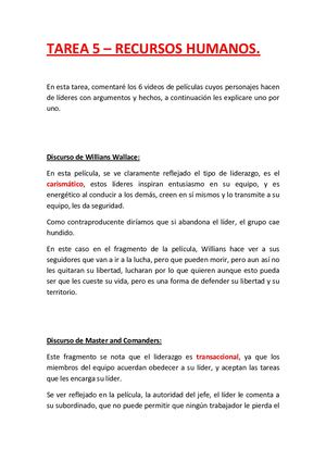 Tarea 5 Recursos Humanos