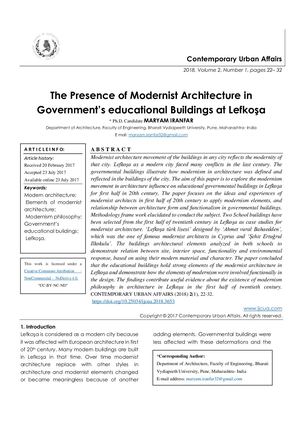 The Presence of Modernist Architecture in Government’s educational Buildings at Lefkoşa
