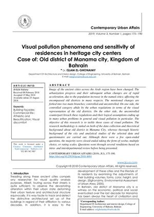Visual pollution phenomena and sensitivity of residences in heritage city centers Case of: Old district of Manama city, Kingdom of Bahrain